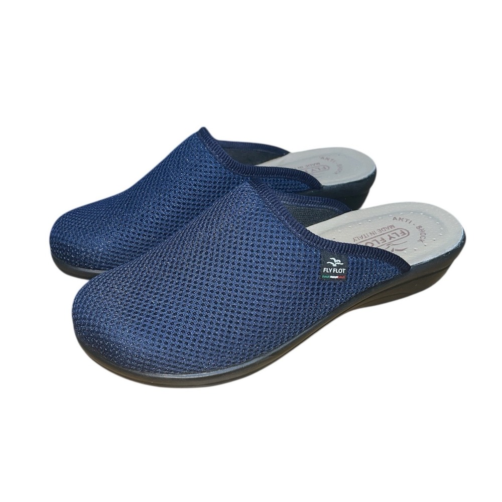Fly Flot Women's Mules Clogs Comfort Walking Slip On Shoes Size 7.5 Navy Blue
